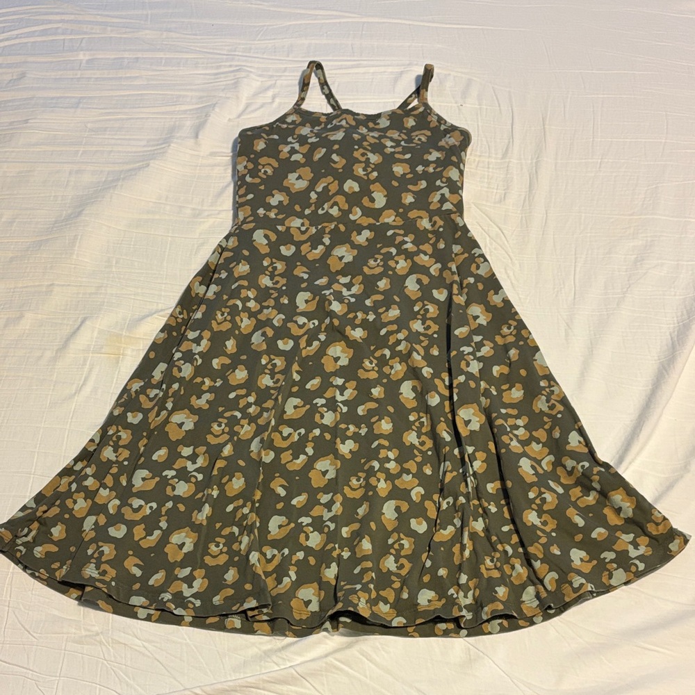 Pact Women's Midi Dress in Green and Tan Leopard Print